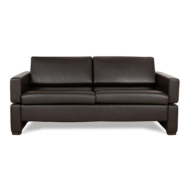 Brühl Tomo Leather Two Seater Brown Manual Function Sofa Couch