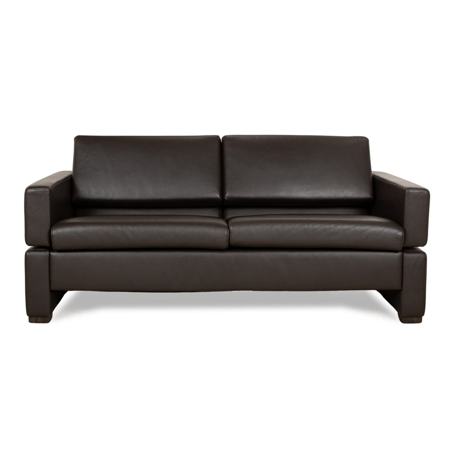 Brühl Tomo Leather Two Seater Brown Manual Function Sofa Couch