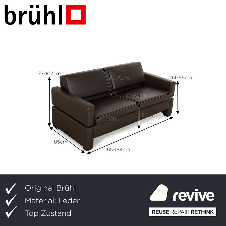 Brühl Tomo Leather Two Seater Brown Manual Function Sofa Couch