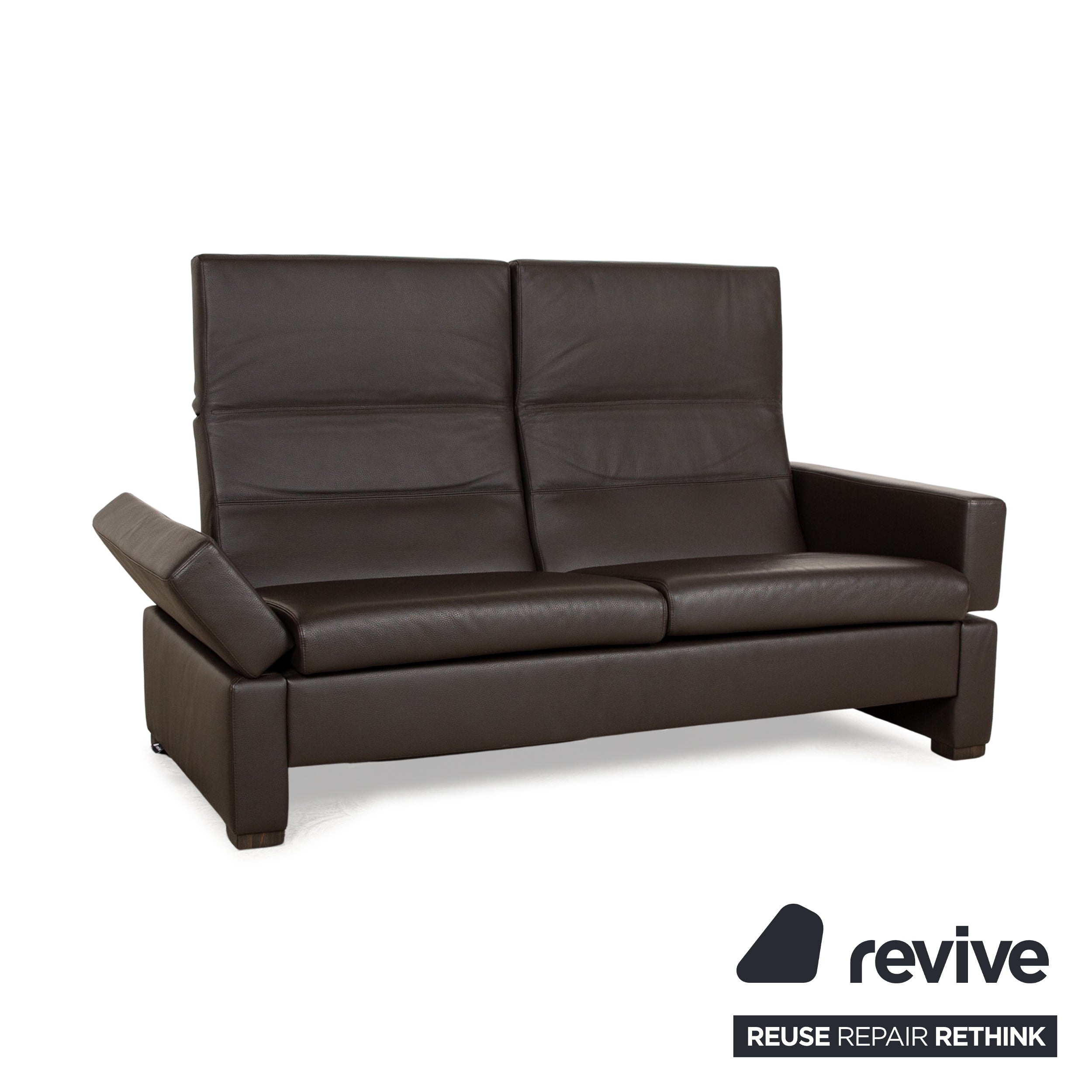 Brühl Tomo Leather Two Seater Brown Manual Function Sofa Couch