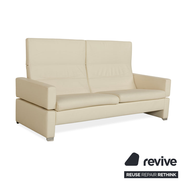 Brühl Tomo Leder Zweisitzer Creme manuelle Funktion Sofa Couch