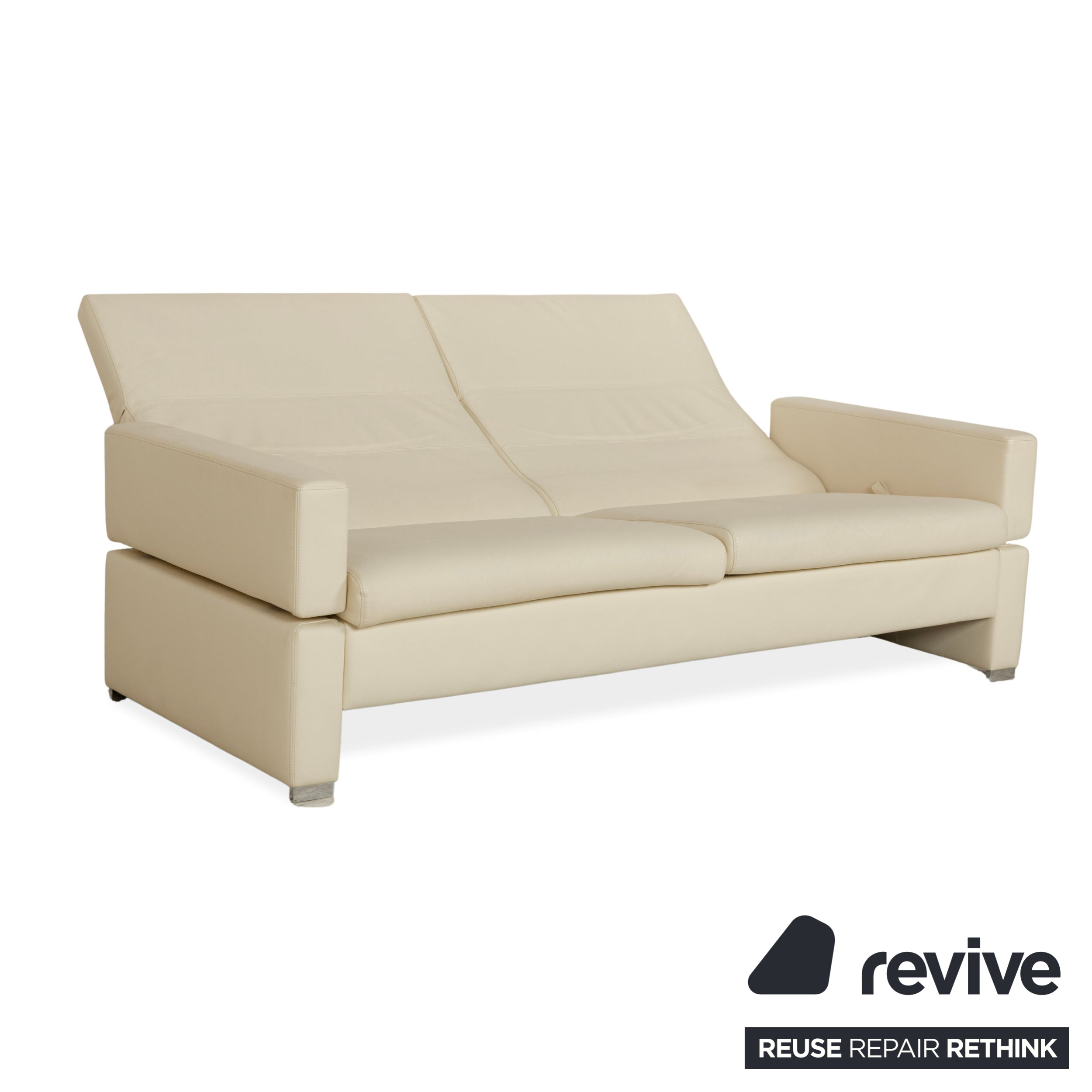 Brühl Tomo Leder Zweisitzer Creme manuelle Funktion Sofa Couch