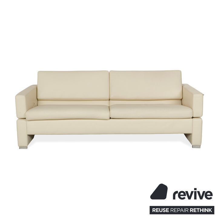 Brühl Tomo Leder Zweisitzer Creme manuelle Funktion Sofa Couch