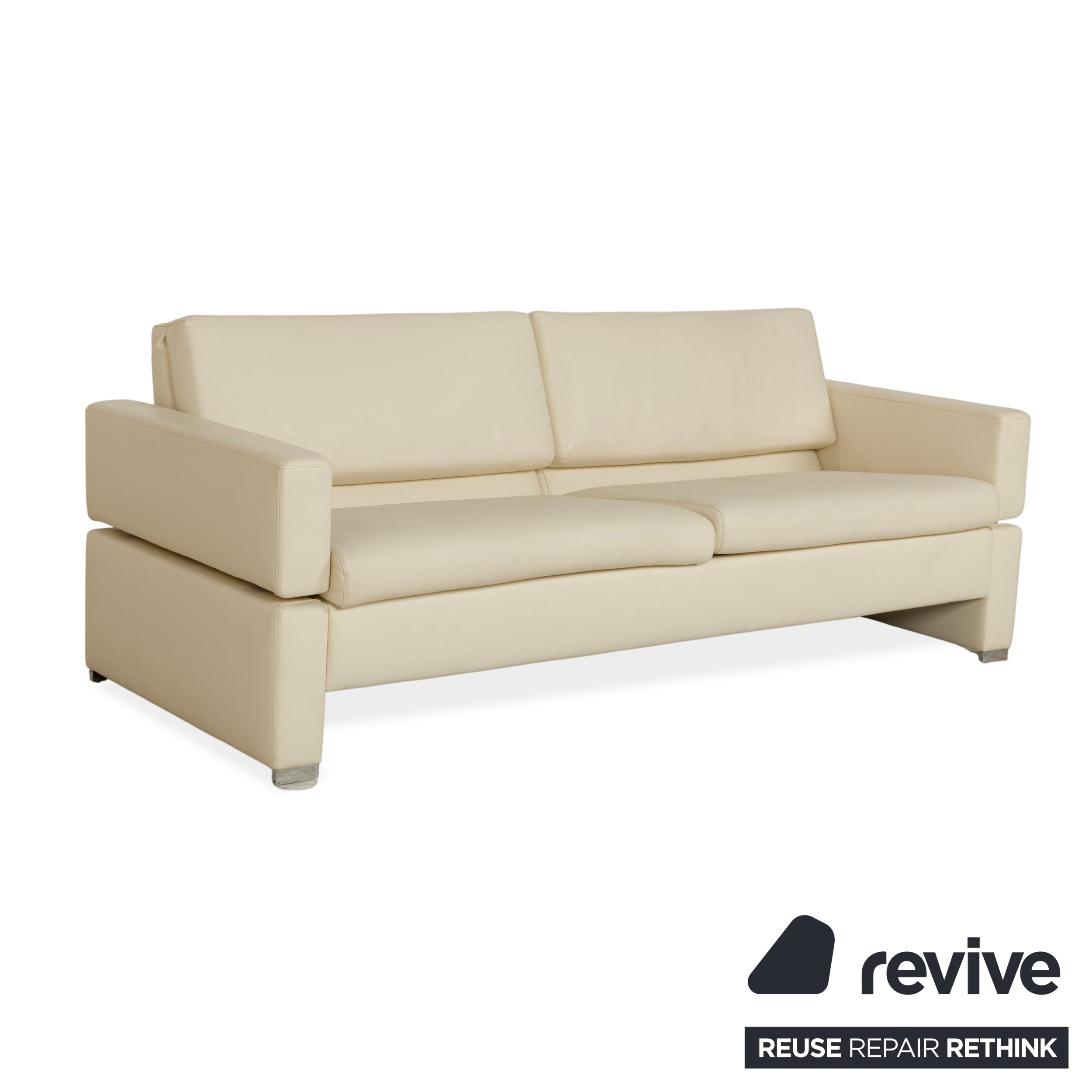 Brühl Tomo Leder Zweisitzer Creme manuelle Funktion Sofa Couch