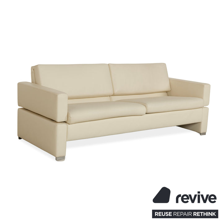 Brühl Tomo Leder Zweisitzer Creme manuelle Funktion Sofa Couch