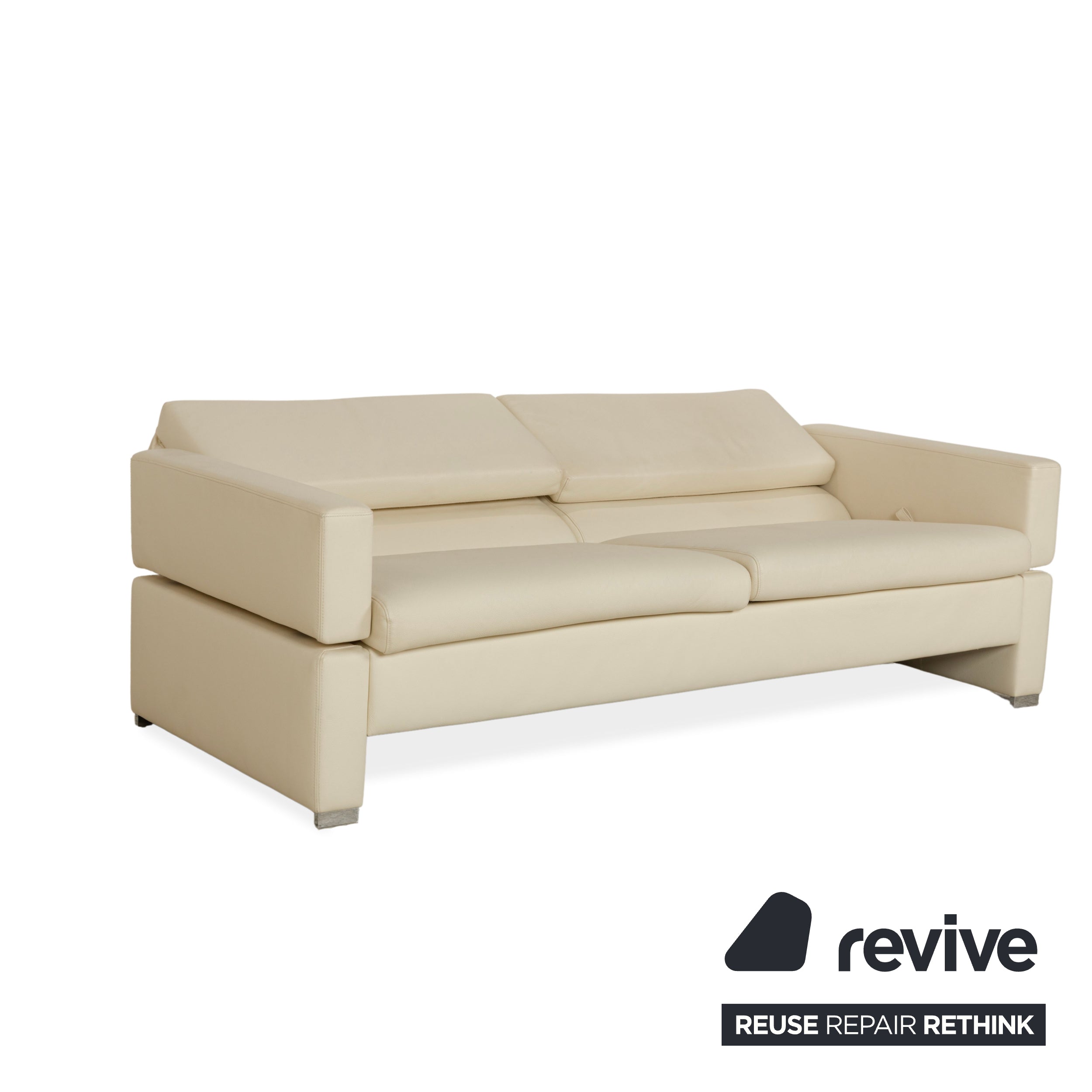Brühl Tomo Leder Zweisitzer Creme manuelle Funktion Sofa Couch