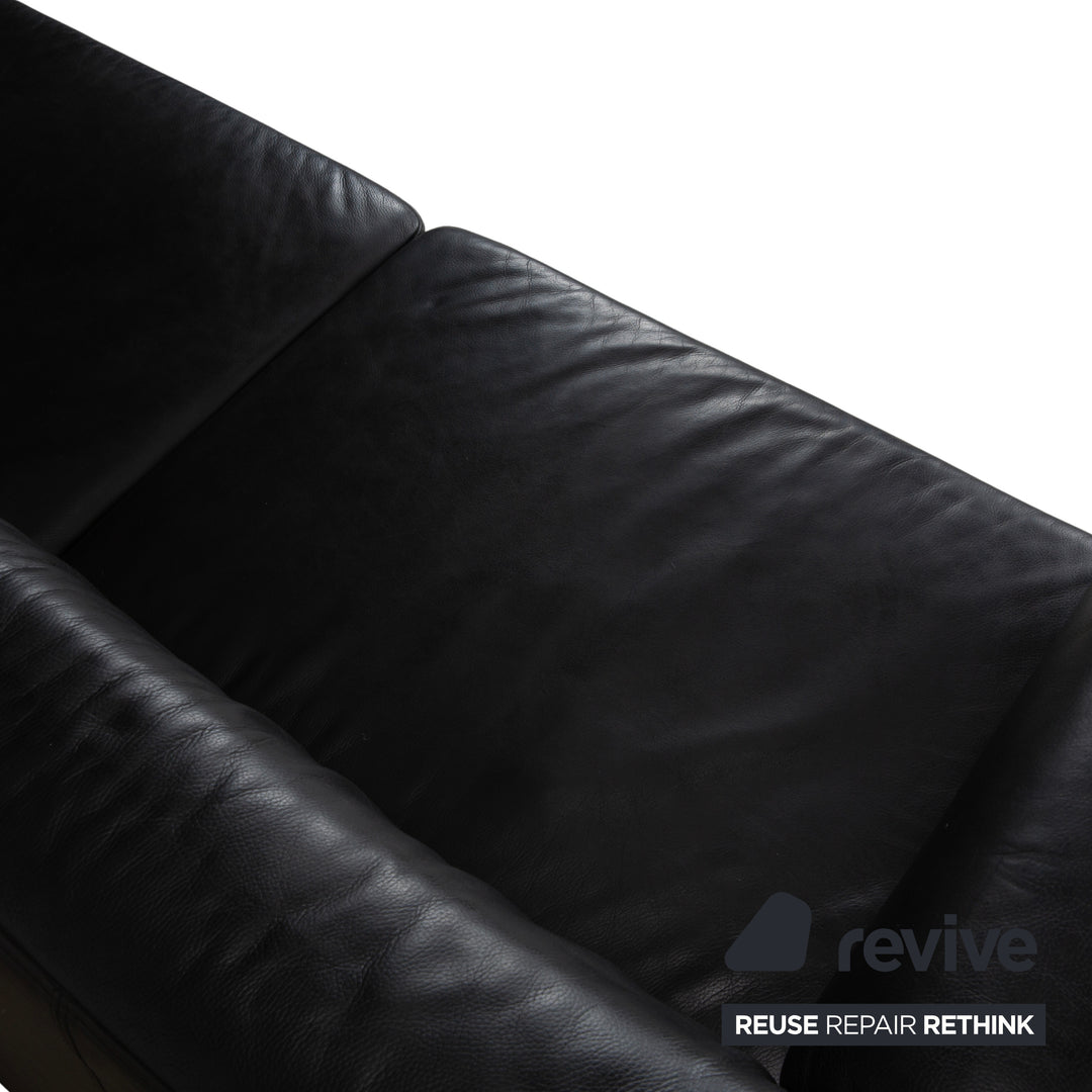 Brühl Visavis Leather 2x Two-Seater Black Sofa Couch