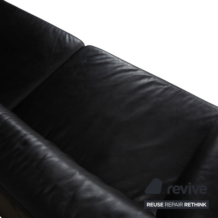 Brühl Visavis Leather 2x Two-Seater Black Sofa Couch