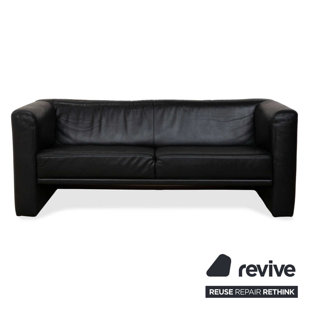 Brühl Visavis Leather 2x Two-Seater Black Sofa Couch