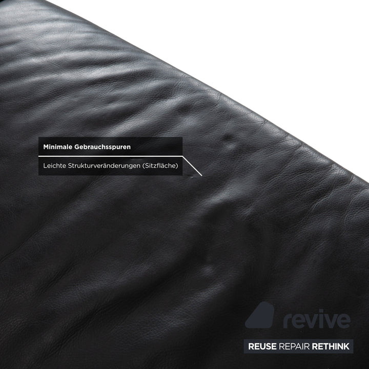 Brühl Visavis Leather 2x Two-Seater Black Sofa Couch