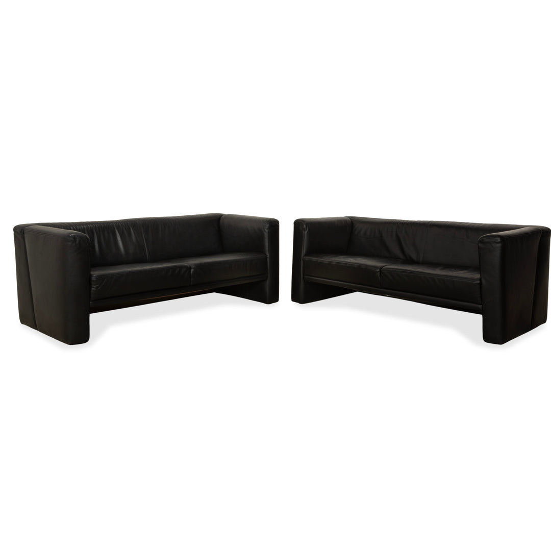 Brühl Visavis Leder 2x Zweisitzer Schwarz Sofa Couch