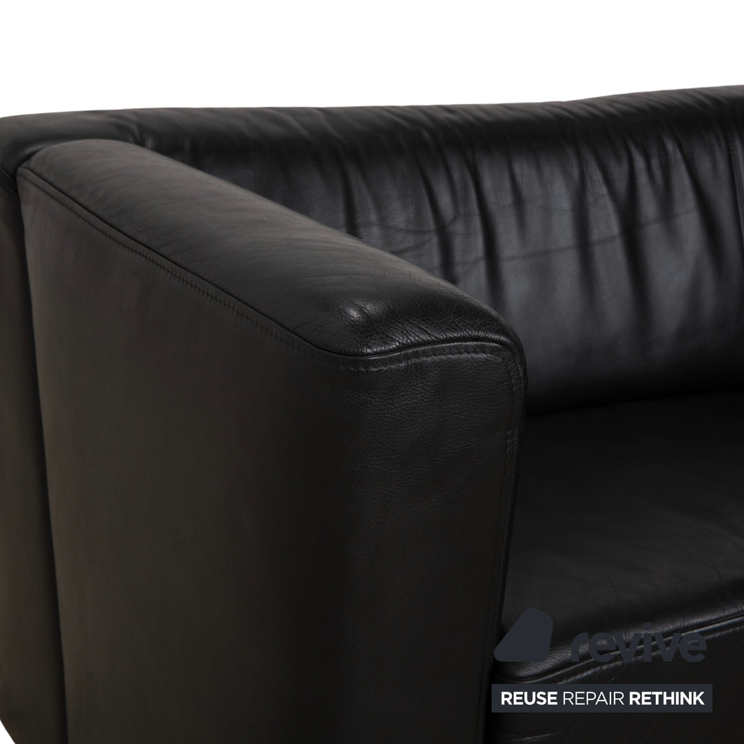 Brühl Visavis Leather 2x Two-Seater Black Sofa Couch