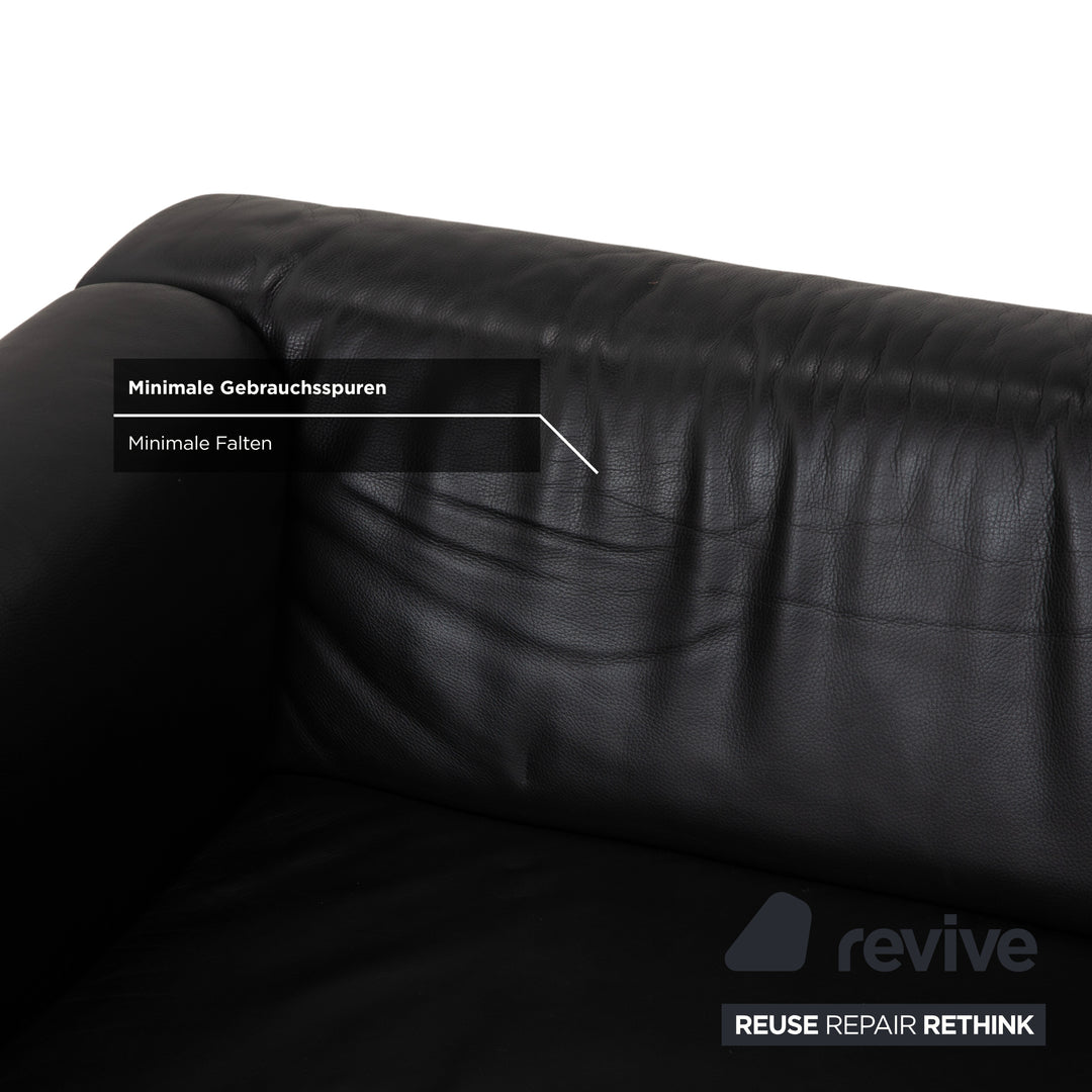 Brühl Visavis Leather 2x Two-Seater Black Sofa Couch
