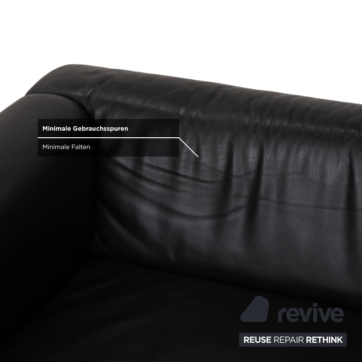 Brühl Visavis Leather 2x Two-Seater Black Sofa Couch