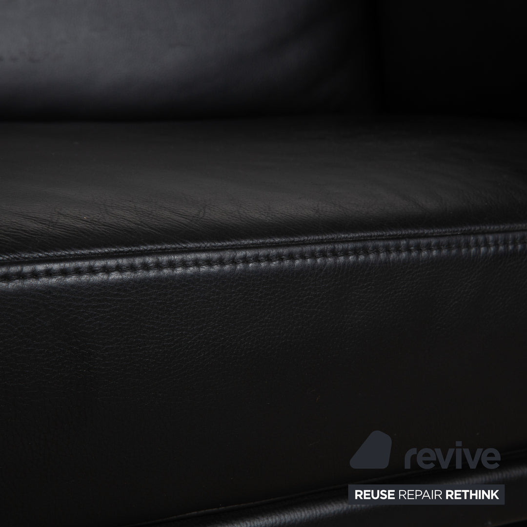 Brühl Visavis Leather 2x Two-Seater Black Sofa Couch
