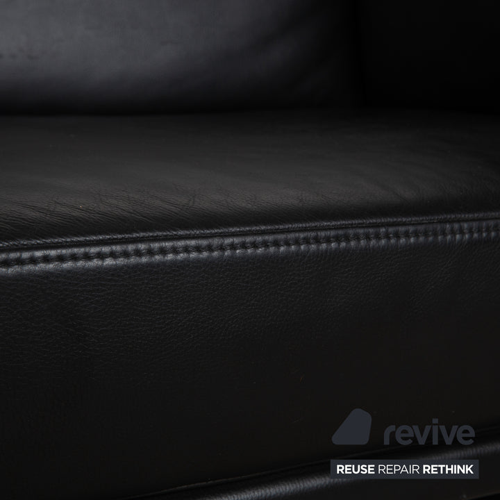 Brühl Visavis Leather 2x Two-Seater Black Sofa Couch