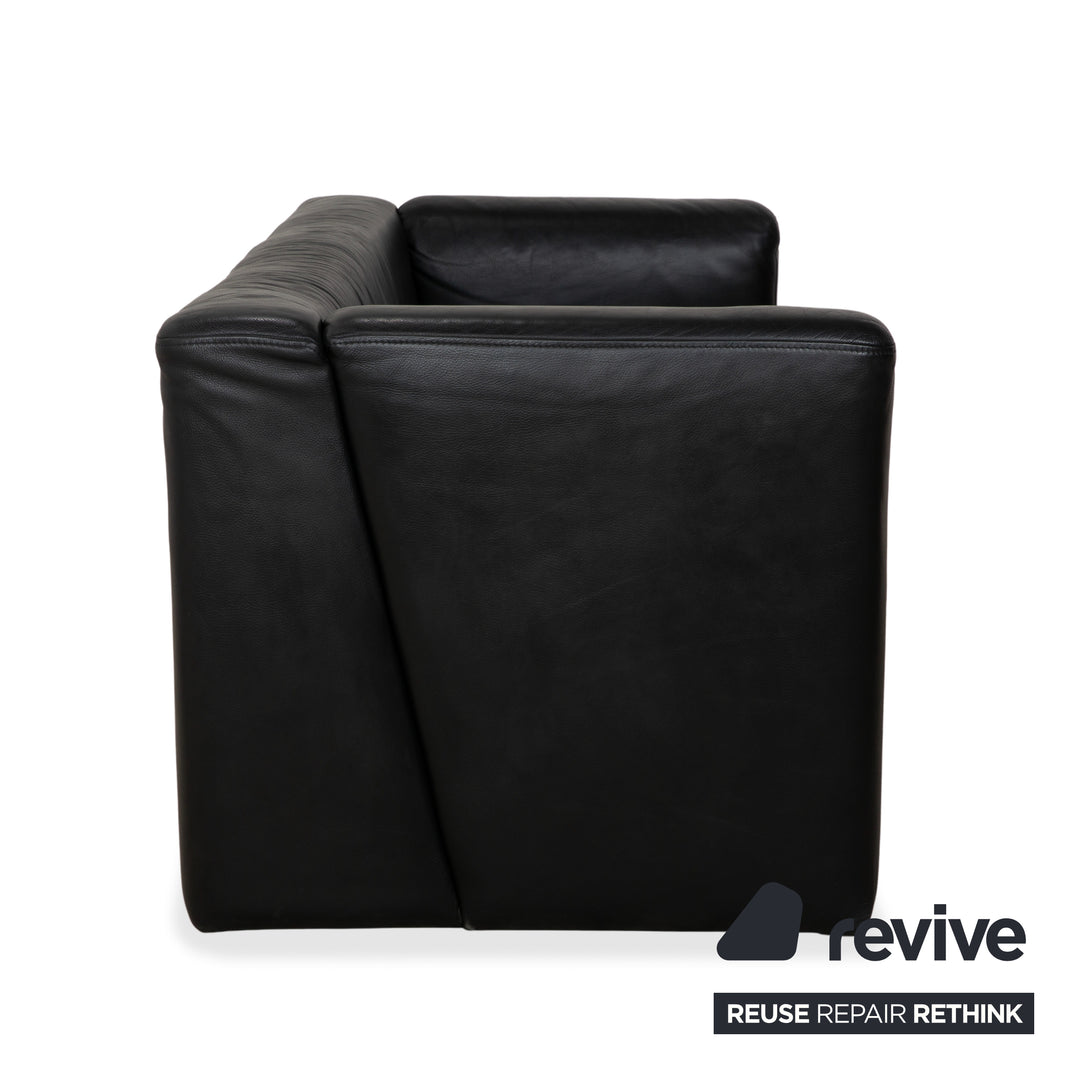 Brühl Visavis Leather 2x Two-Seater Black Sofa Couch