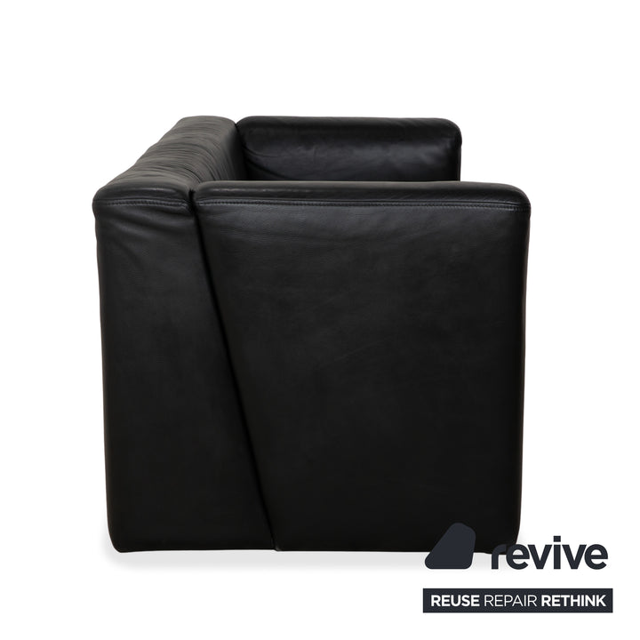 Brühl Visavis Leather 2x Two-Seater Black Sofa Couch