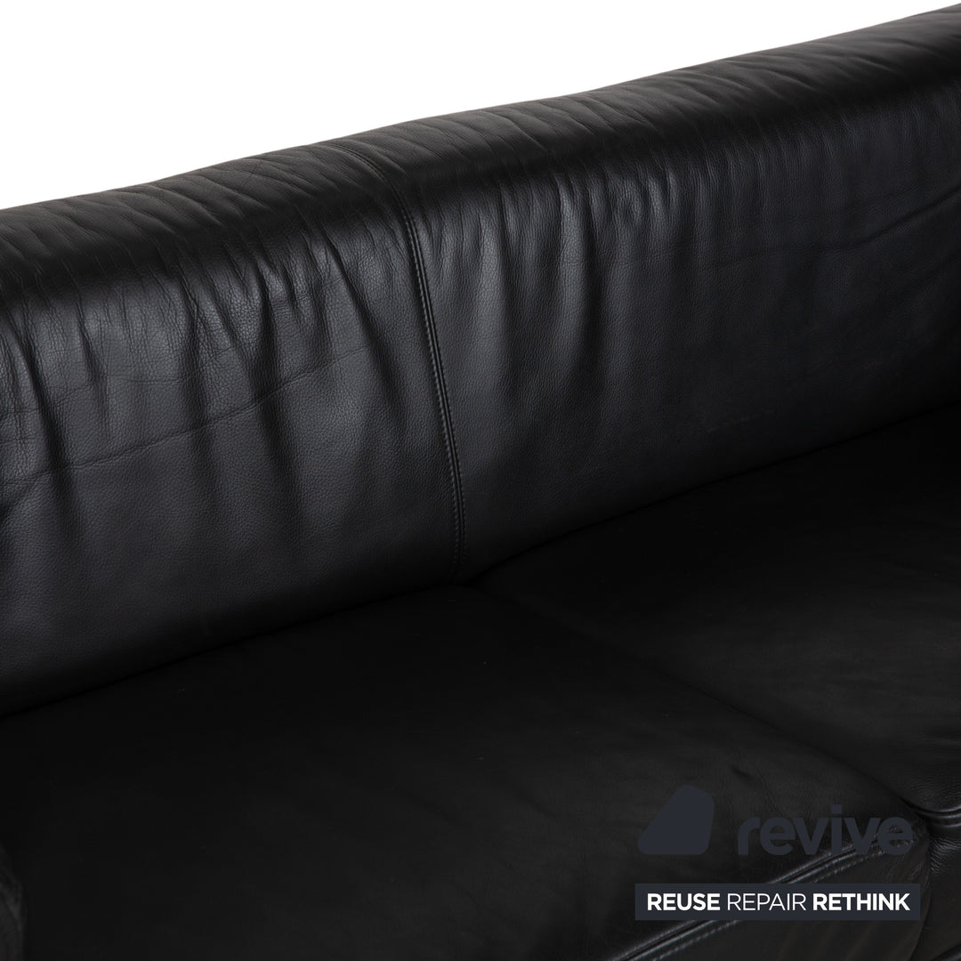 Brühl Visavis Leather 2x Two-Seater Black Sofa Couch