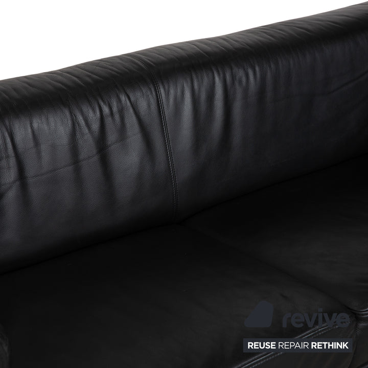 Brühl Visavis Leather 2x Two-Seater Black Sofa Couch