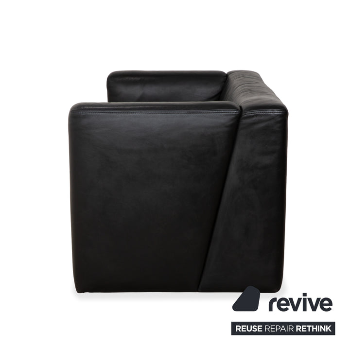 Brühl Visavis Leather 2x Two-Seater Black Sofa Couch