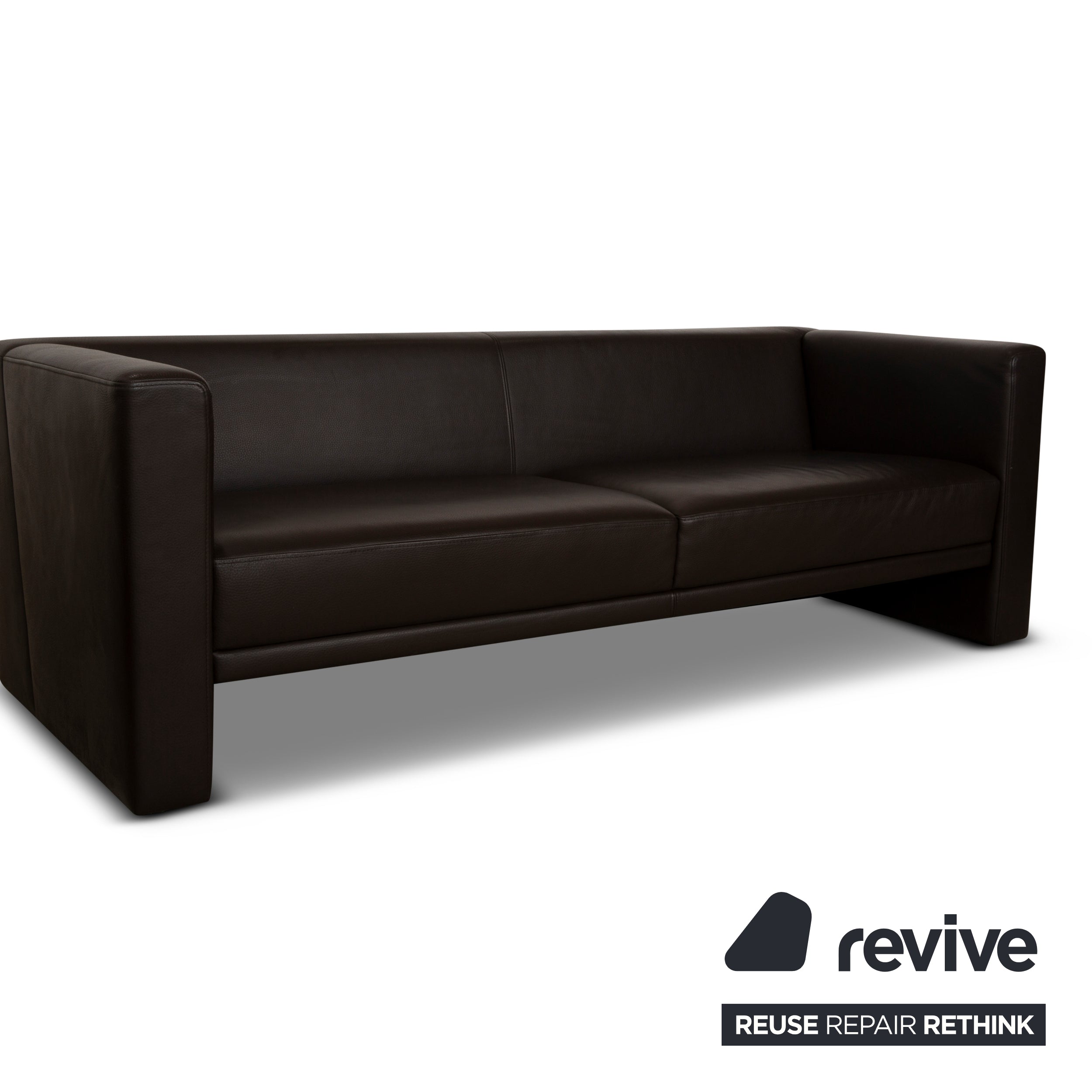 Brühl Visavis Leather Three-Seater Brown Sofa Couch