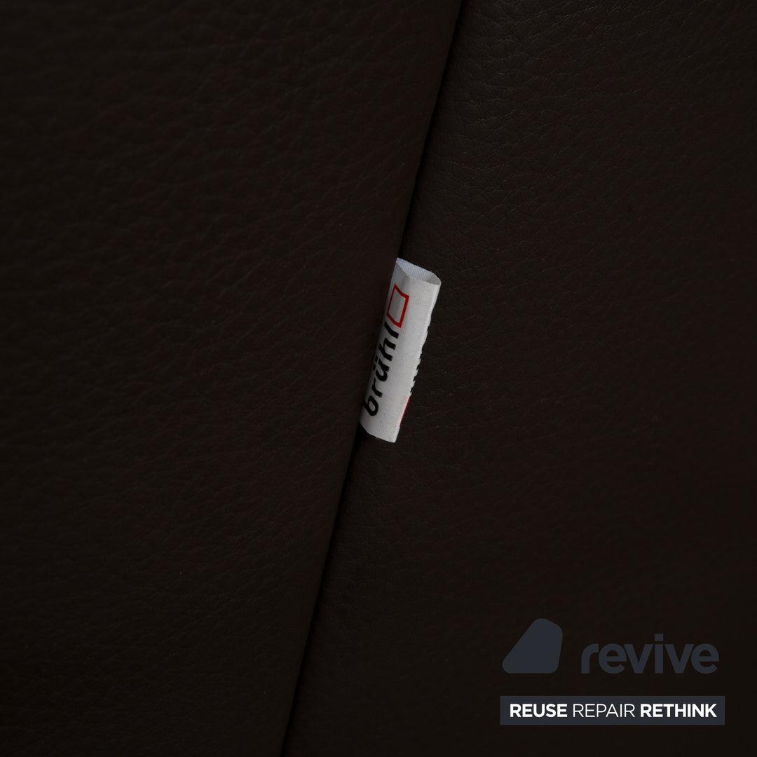 Brühl Visavis Leather Three-Seater Brown Sofa Couch