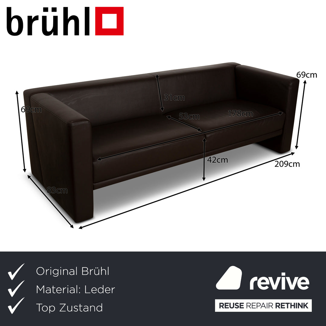 Brühl Visavis Leder Dreisitzer Braun Sofa Couch