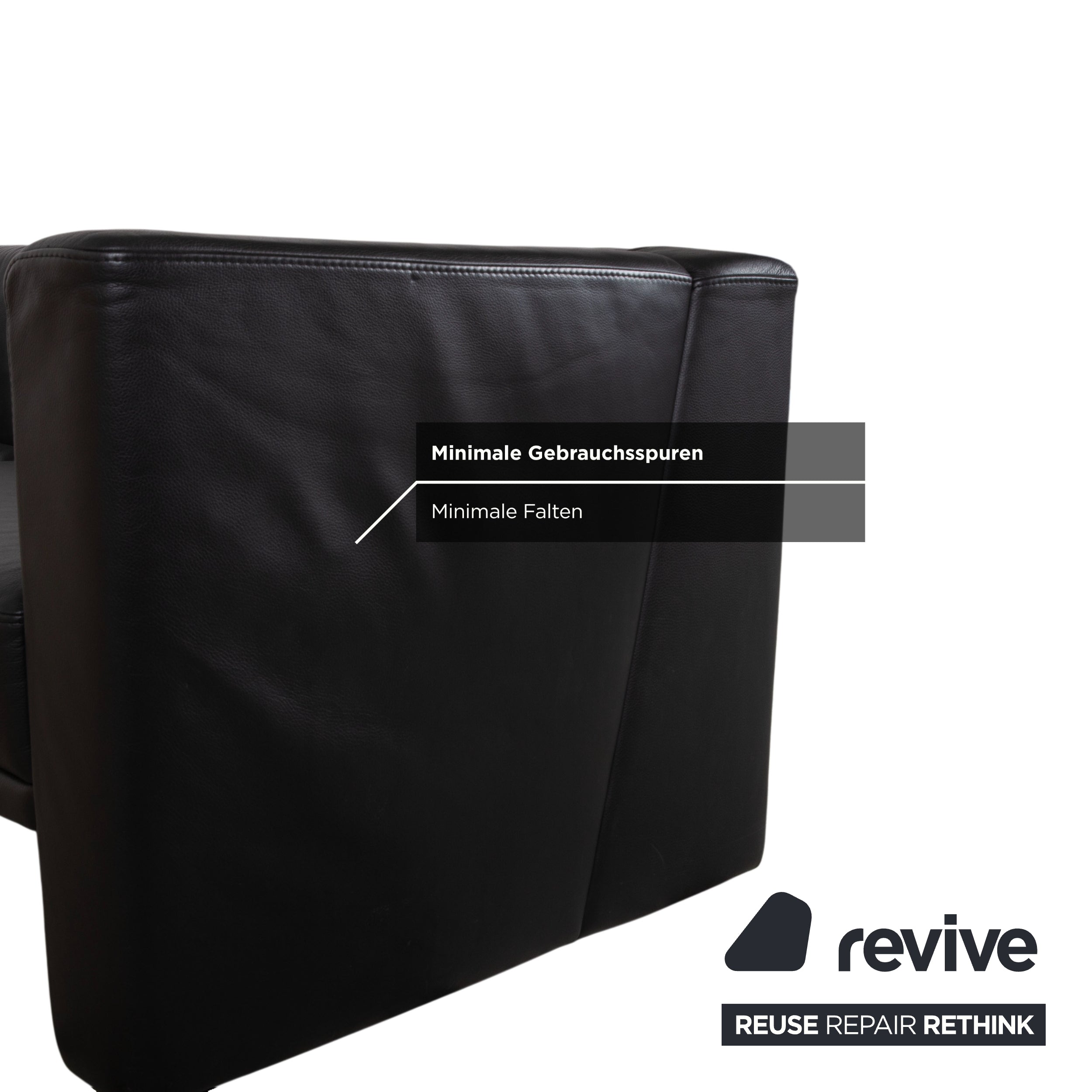 Brühl Visavis Leder Dreisitzer Schwarz Sofa Couch