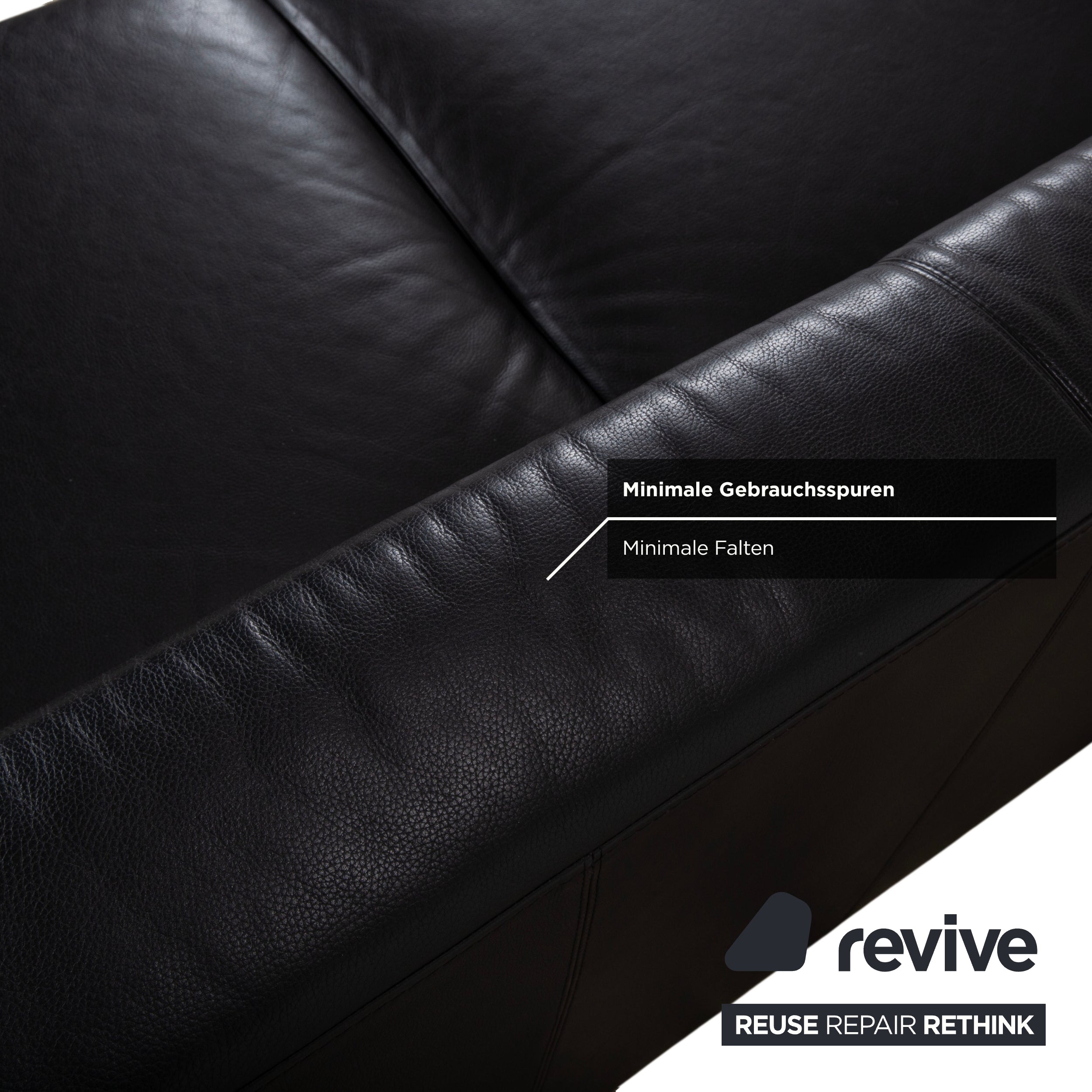 Brühl Visavis Leder Dreisitzer Schwarz Sofa Couch