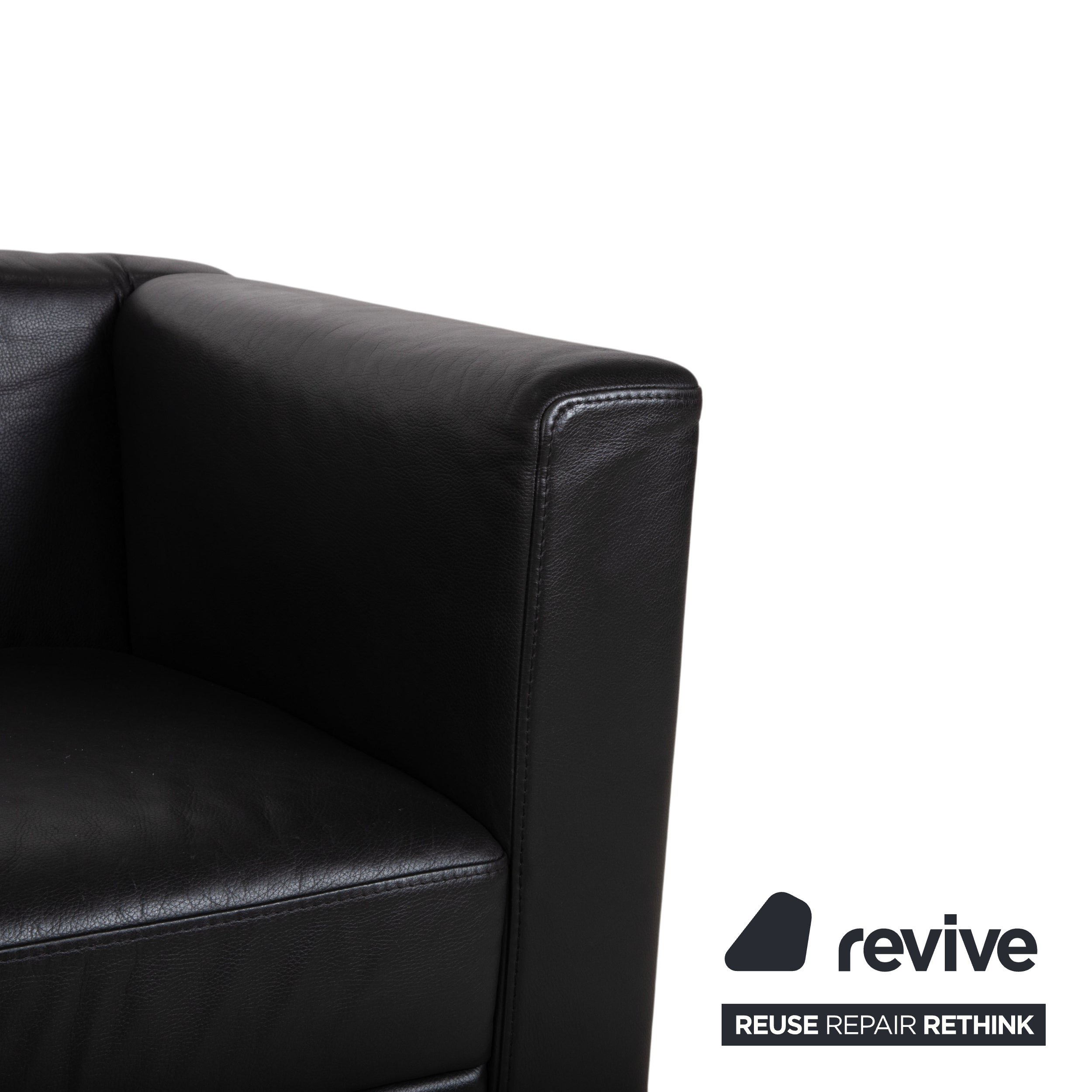 Brühl Visavis Leder Dreisitzer Schwarz Sofa Couch