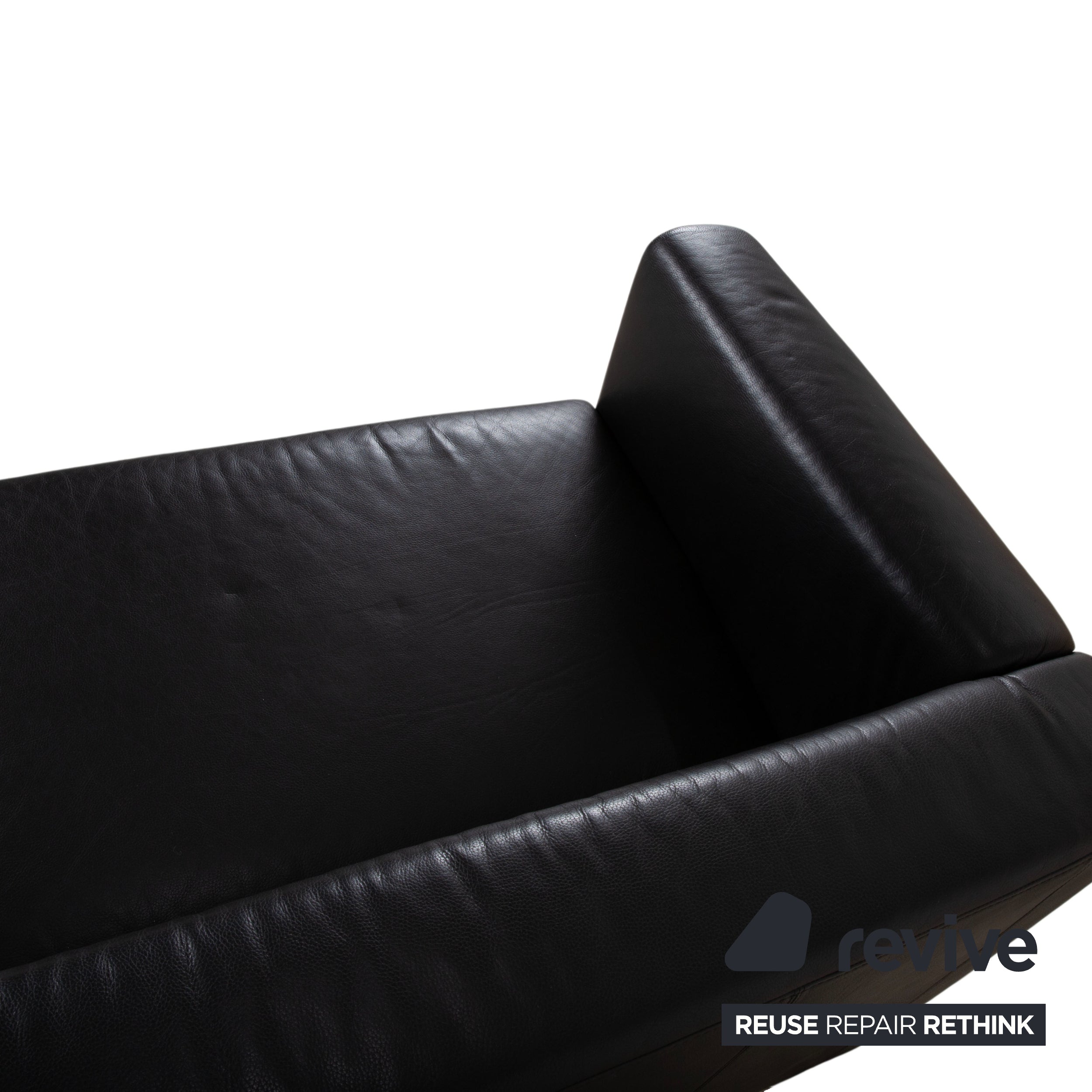Brühl Visavis Leder Garnitur Dreisitzer Sofa Couch Liege Schwarz