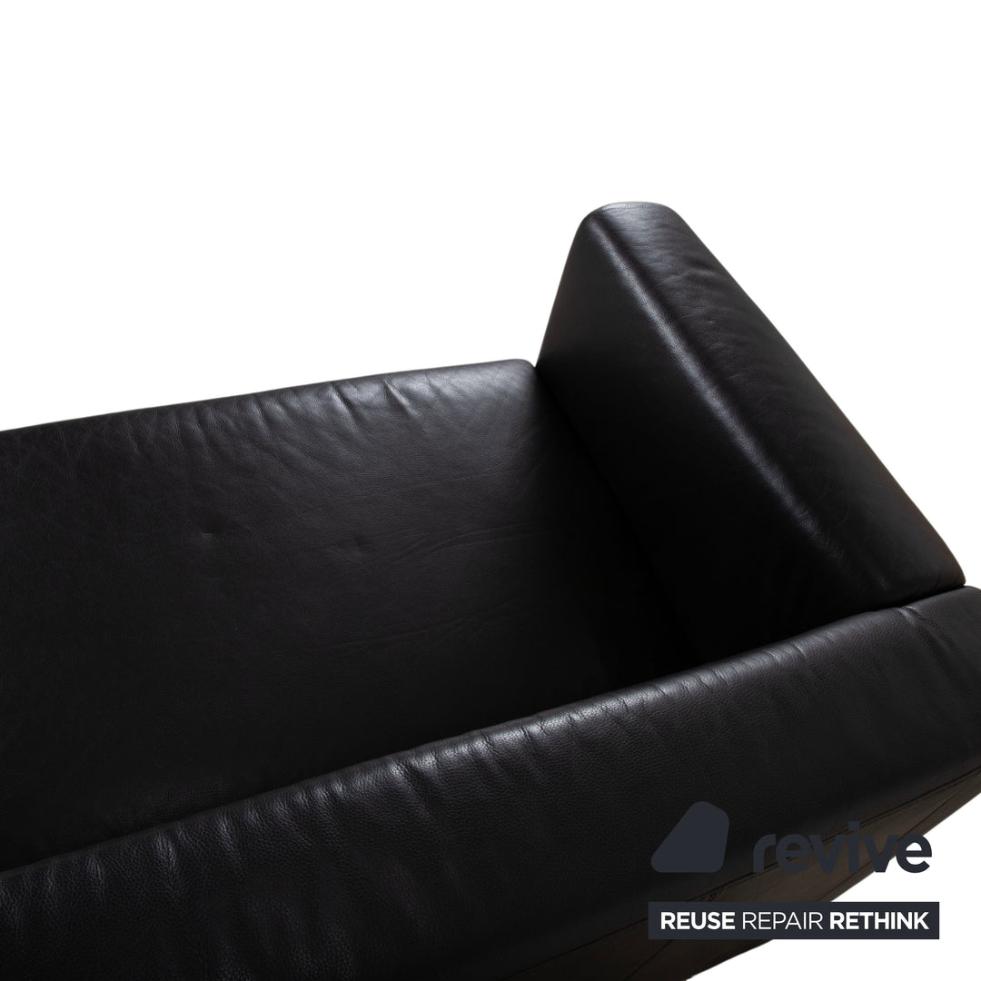 Brühl Visavis Leder Garnitur Dreisitzer Sofa Couch Liege Schwarz