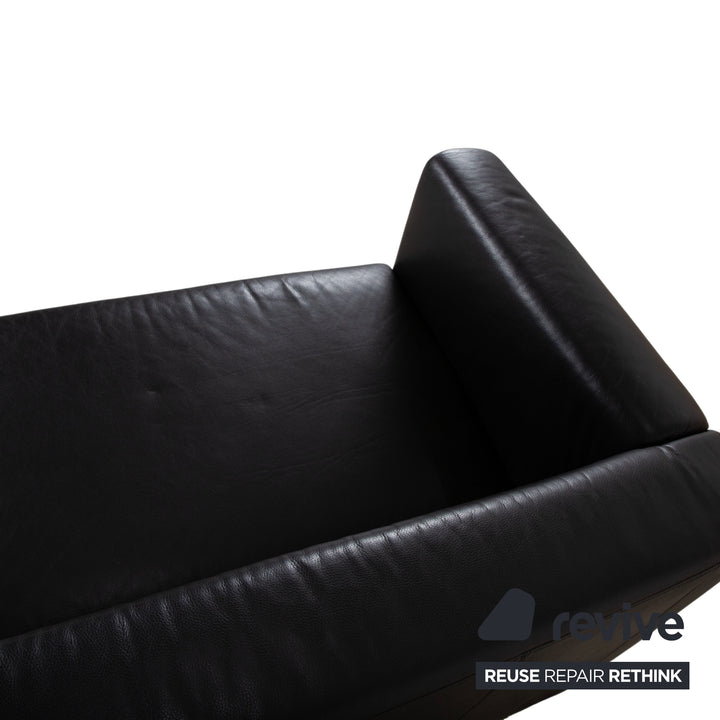 Brühl Visavis Leder Garnitur Dreisitzer Sofa Couch Liege Schwarz