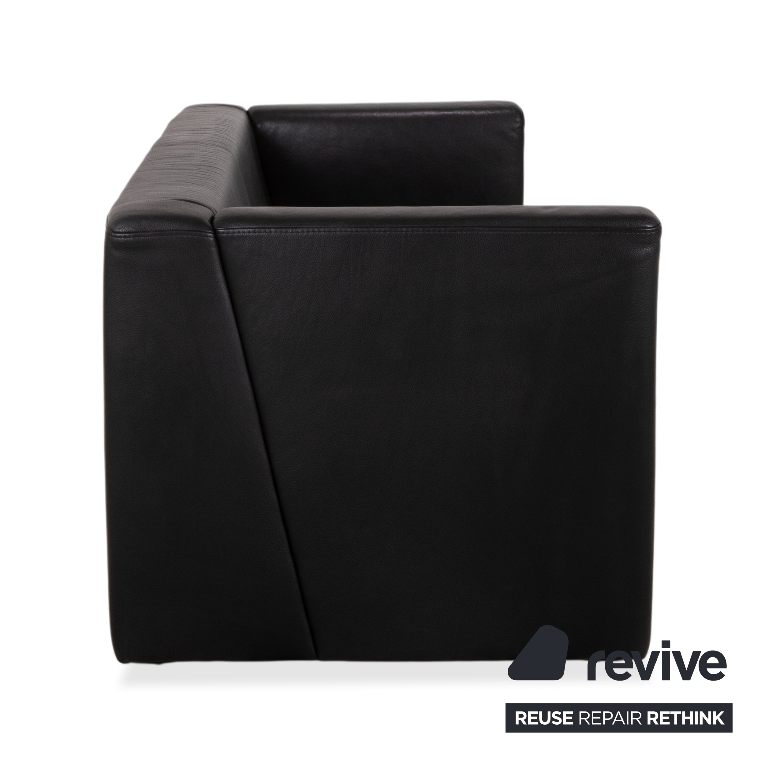 Brühl Visavis Leder Garnitur Dreisitzer Sofa Couch Liege Schwarz