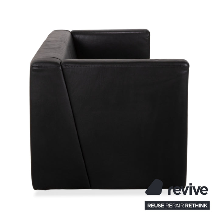 Brühl Visavis Leder Garnitur Dreisitzer Sofa Couch Liege Schwarz