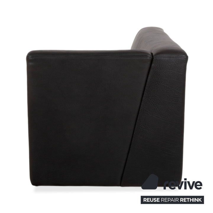 Brühl Visavis Leder Garnitur Dreisitzer Sofa Couch Liege Schwarz