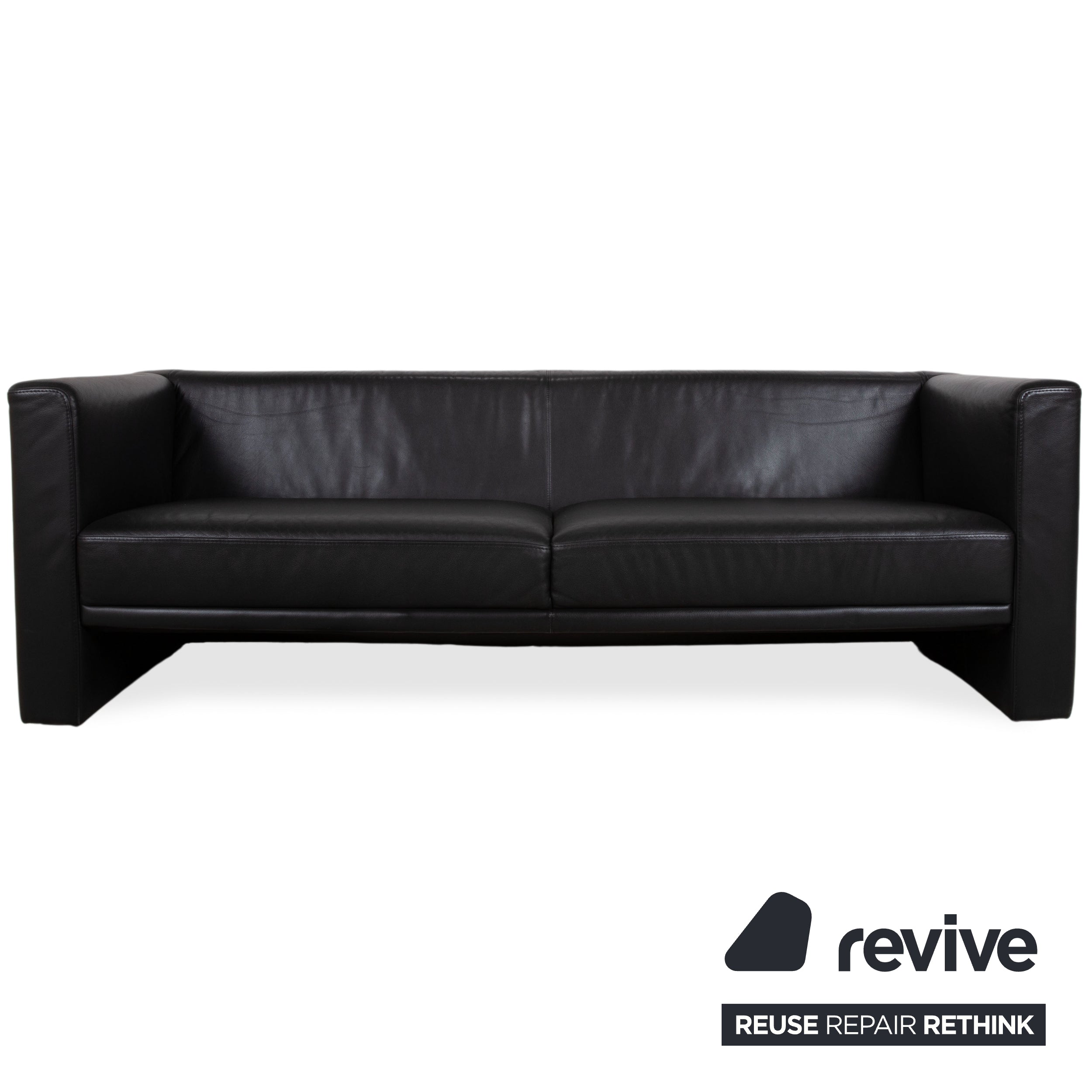 Brühl Visavis Leder Garnitur Dreisitzer Sofa Couch Liege Schwarz