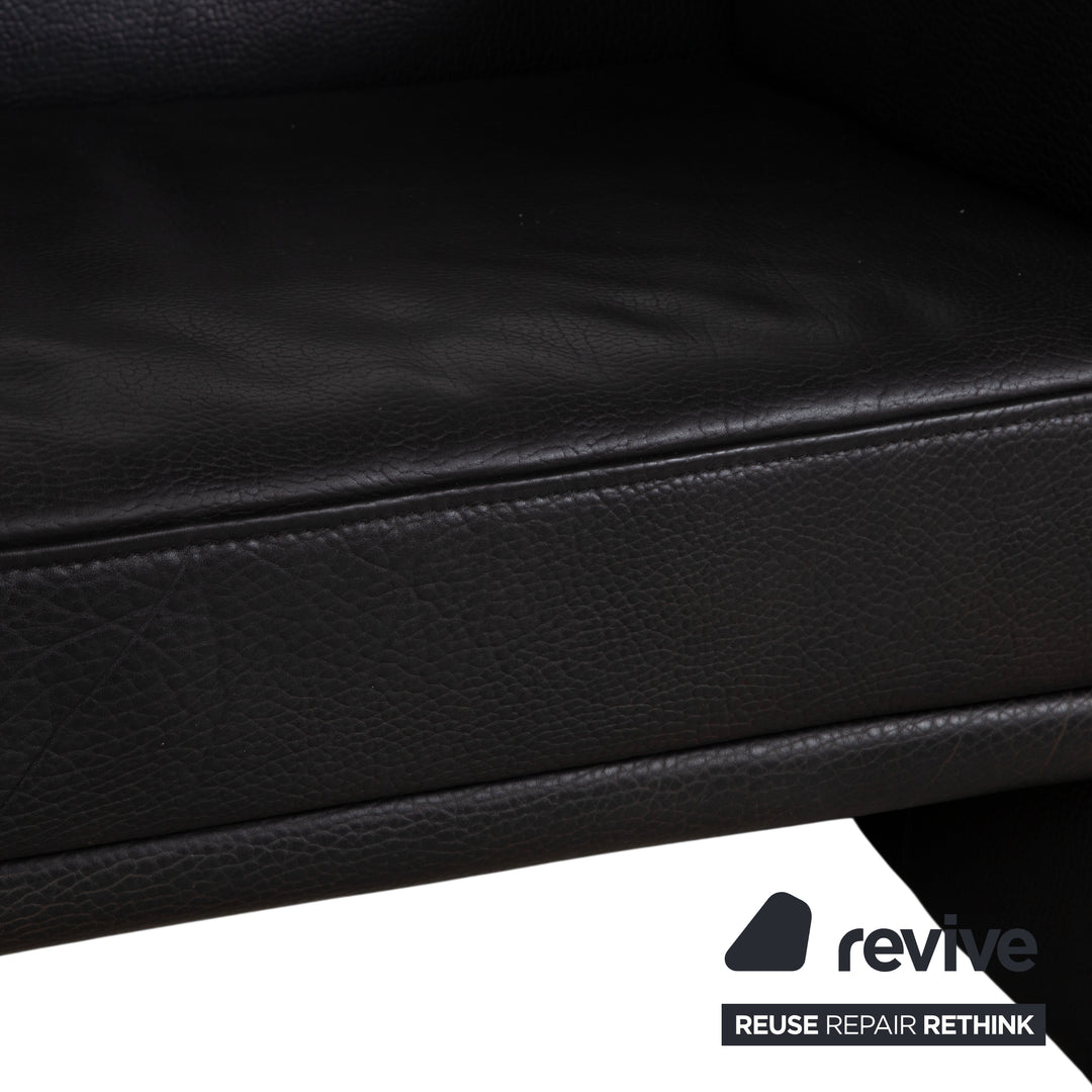 Brühl Visavis Leder Garnitur Dreisitzer Sofa Couch Liege Schwarz