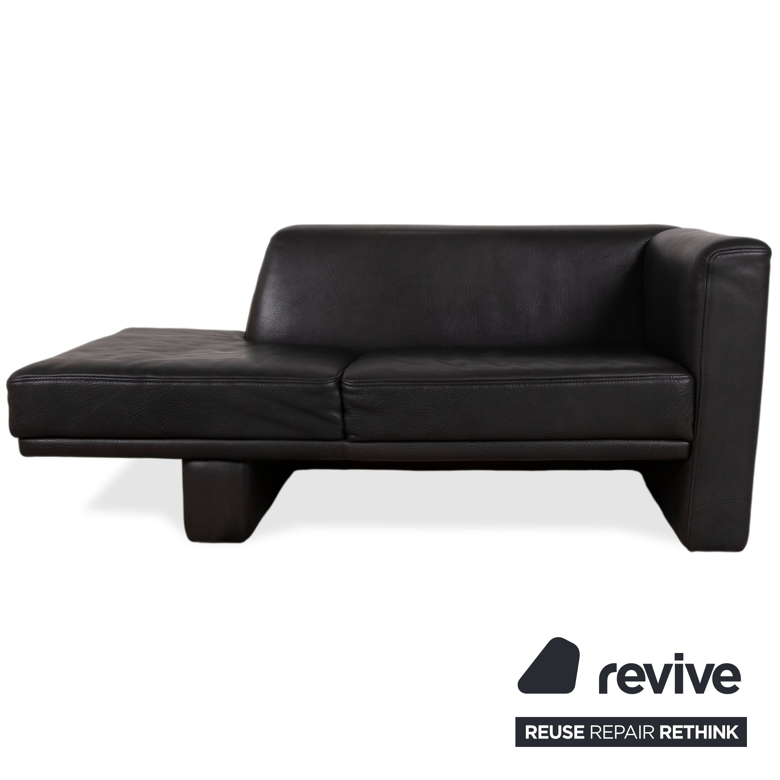 Brühl Visavis Leder Garnitur Dreisitzer Sofa Couch Liege Schwarz