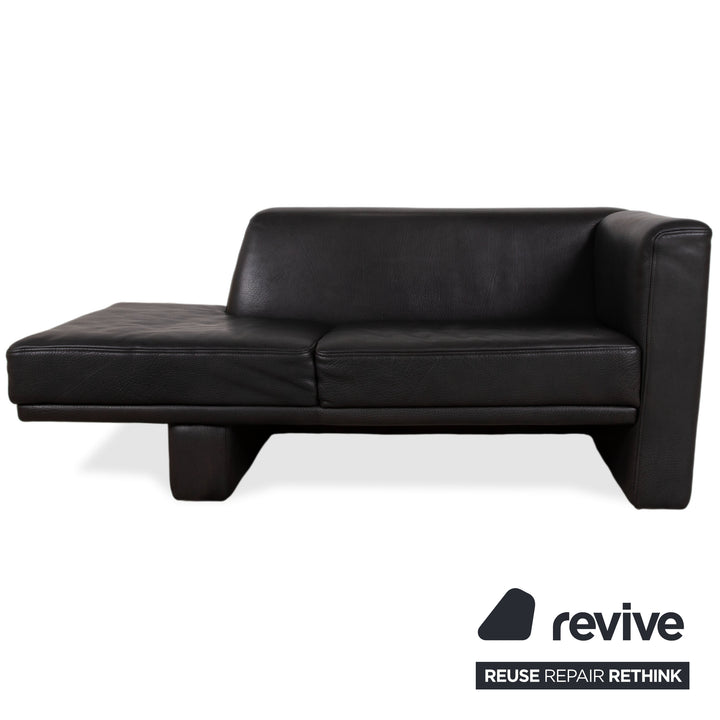 Brühl Visavis Leder Garnitur Dreisitzer Sofa Couch Liege Schwarz