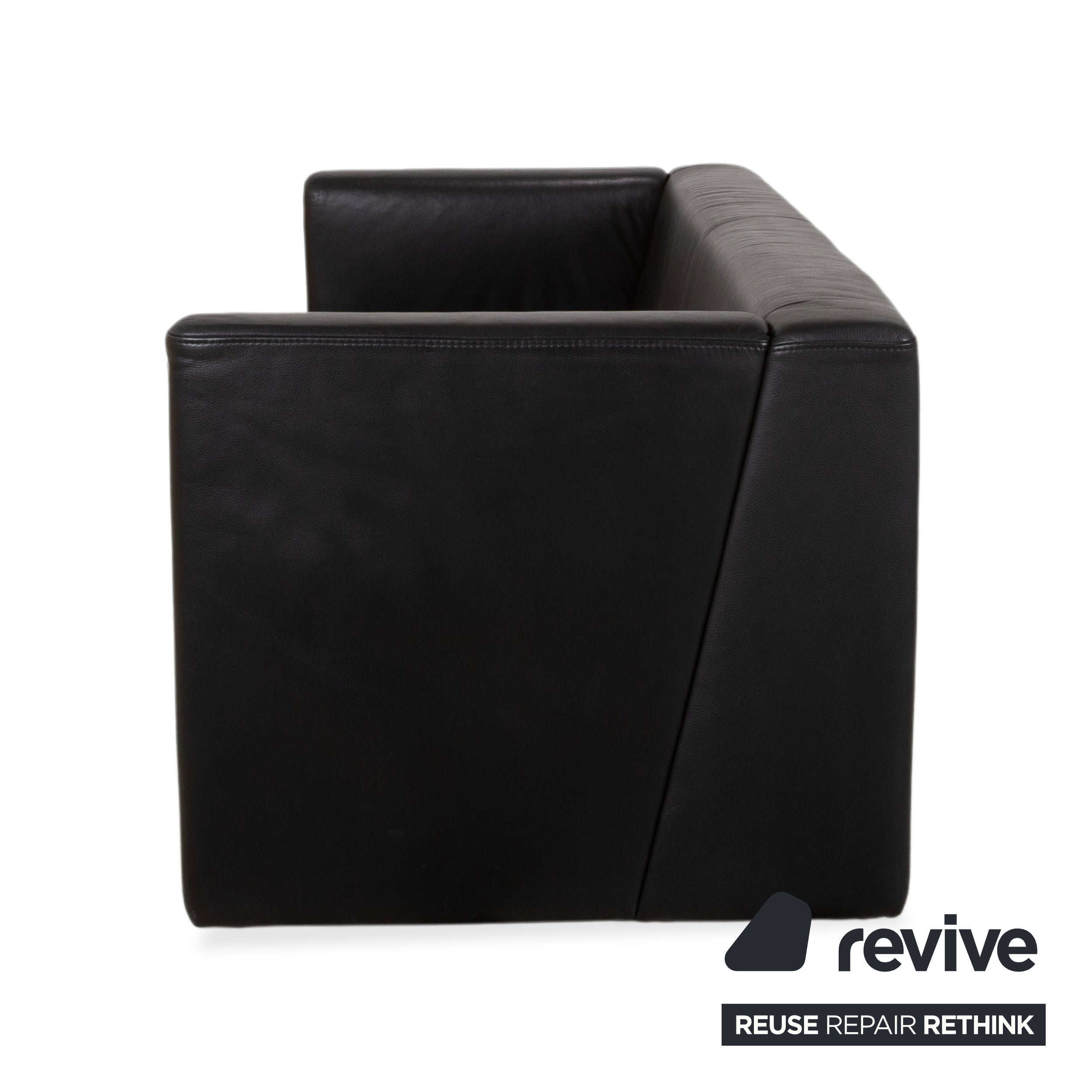 Brühl Visavis Leder Garnitur Dreisitzer Sofa Couch Liege Schwarz