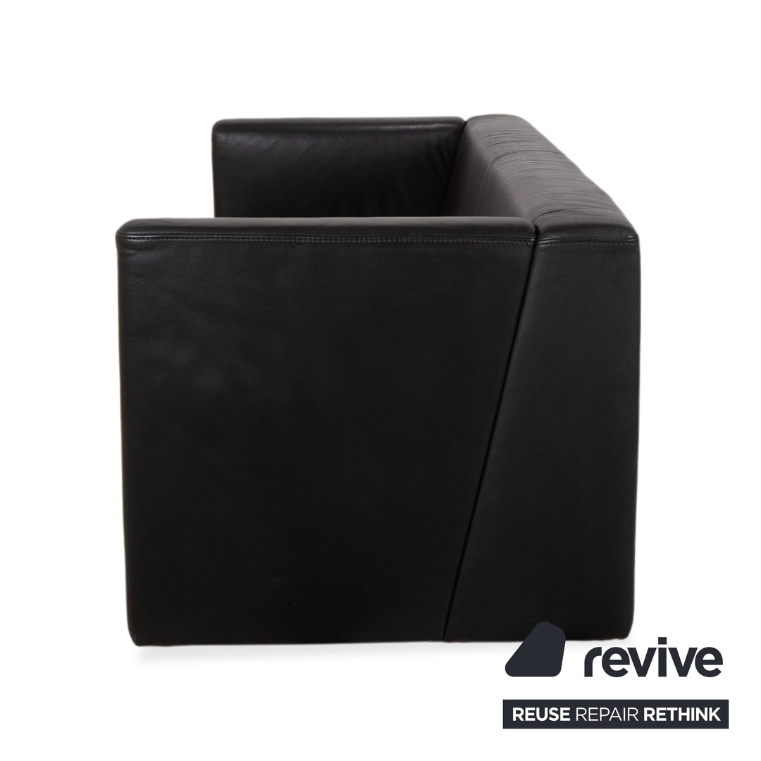 Brühl Visavis Leder Garnitur Dreisitzer Sofa Couch Liege Schwarz