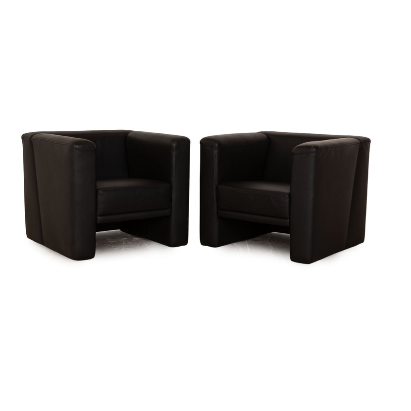 Brühl Visavis Leder Sessel Garnitur Schwarz