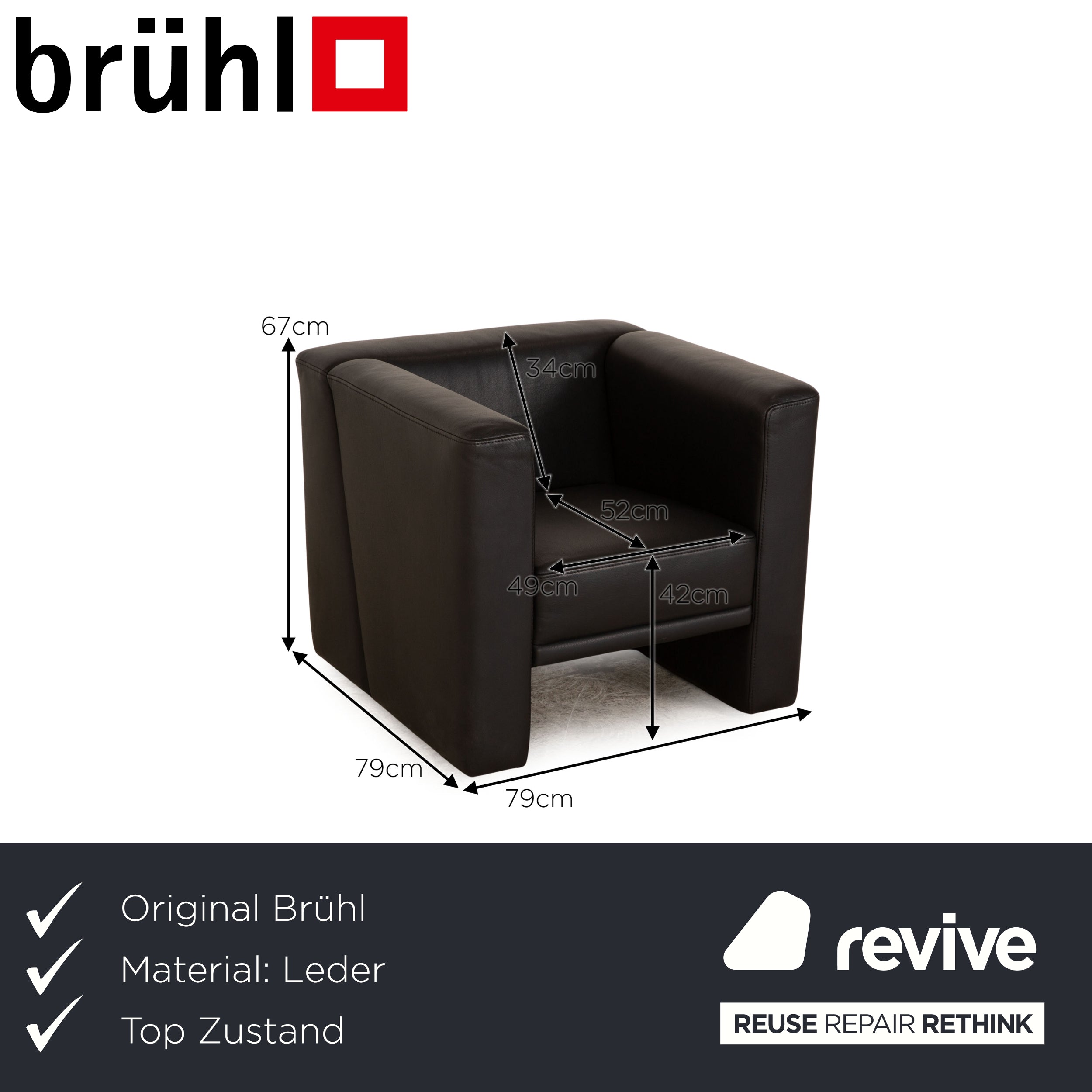 Brühl Visavis Leather Armchair Black