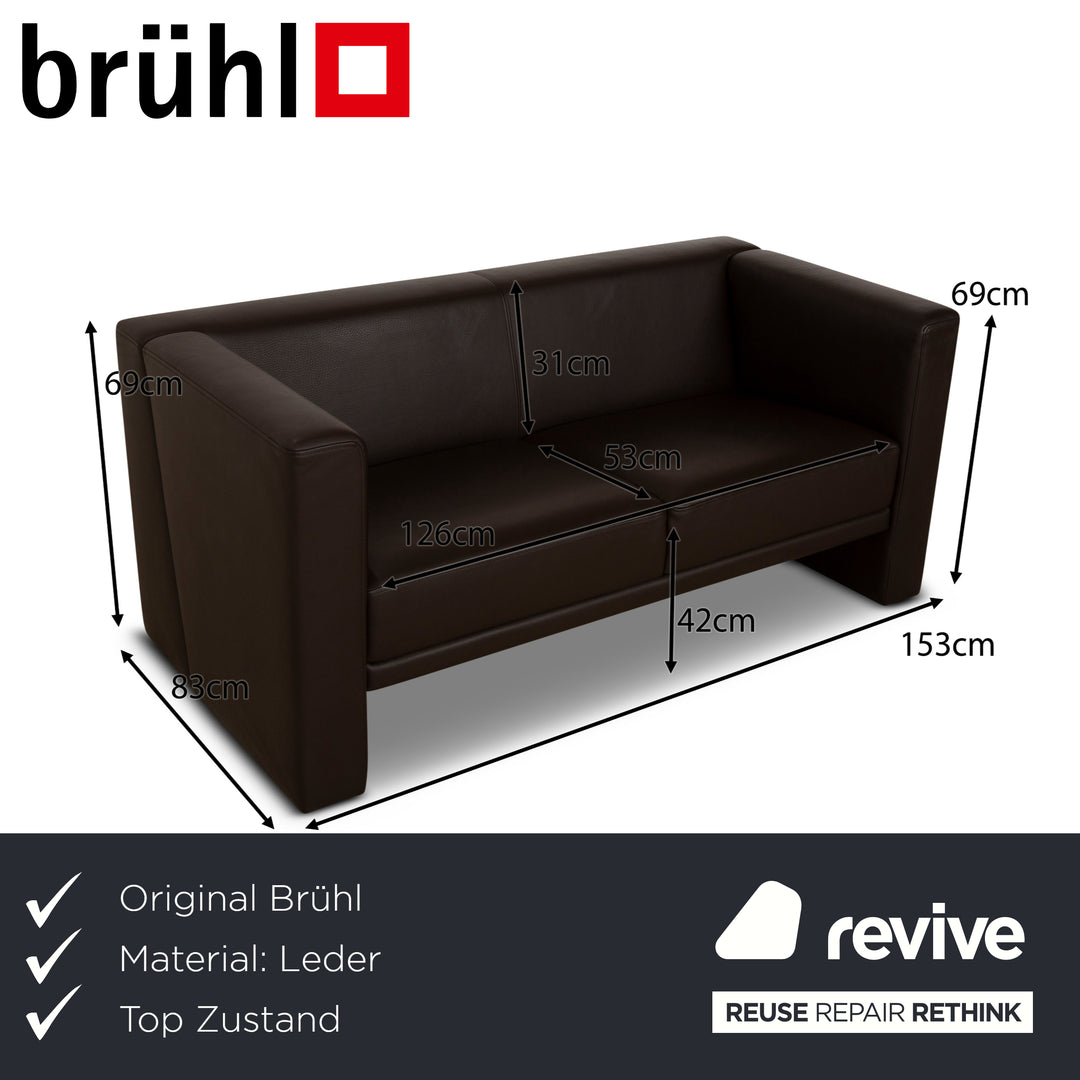 Brühl Visavis Leather Two-Seater Brown Sofa Couch