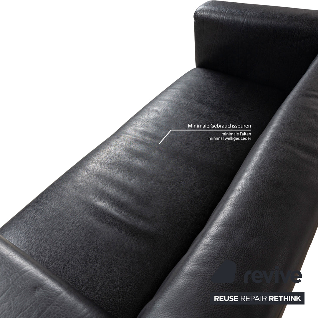 Brühl Visavis Leather Two-Seater Set Black Sofa Couch