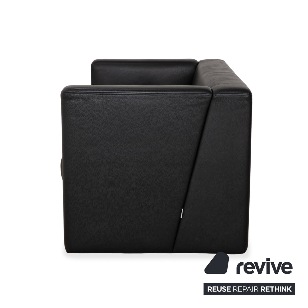 Brühl Visavis leather two-seater black sofa couch