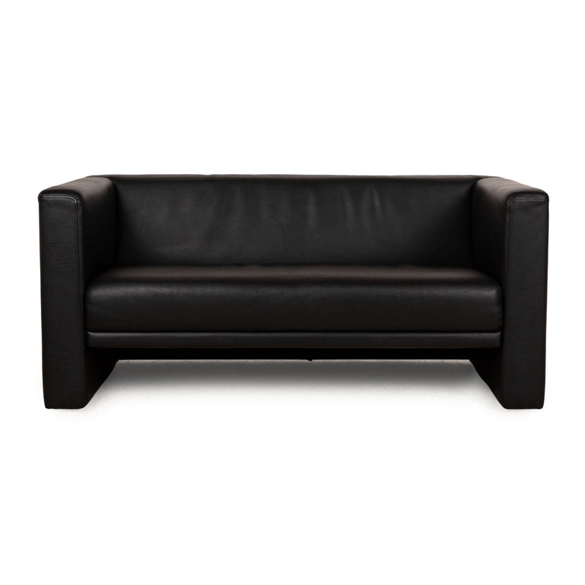 Brühl Visavis leather two-seater black sofa couch