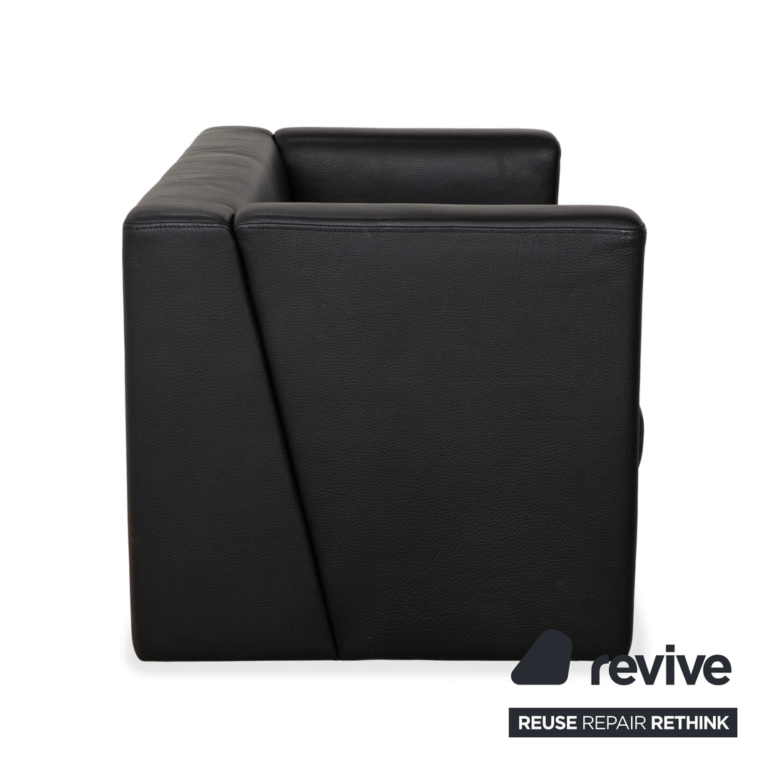 Brühl Visavis leather two-seater black sofa couch
